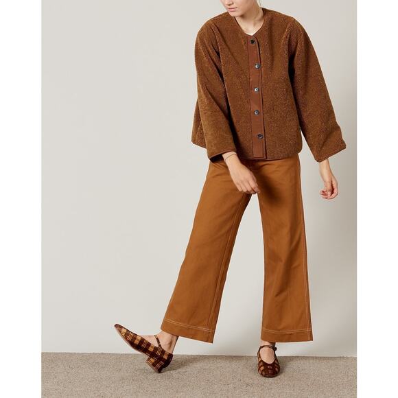 CARON CALLAHAN STEWART PANT - CARAMEL Cropped Wide Leg 100% cotton Women’s  8 - Picture 1 of 12